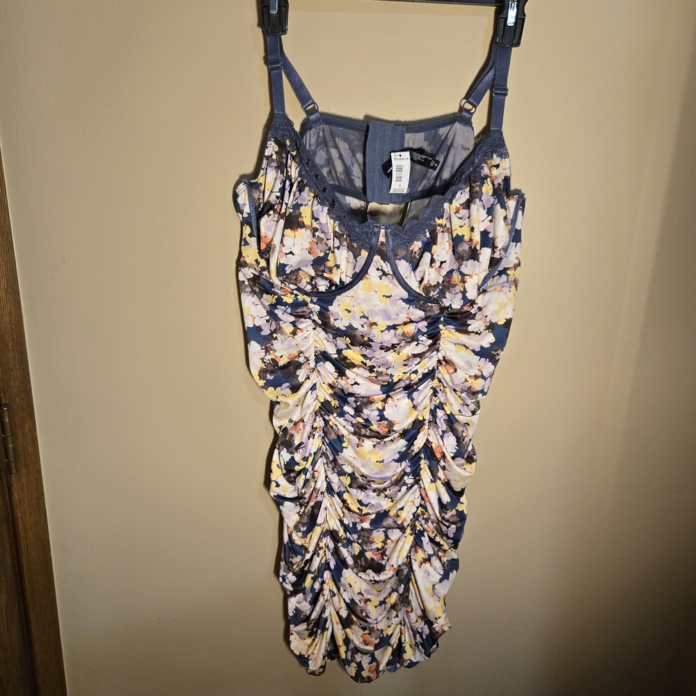 Torrid Blue and Yellow Floral Lace Dress